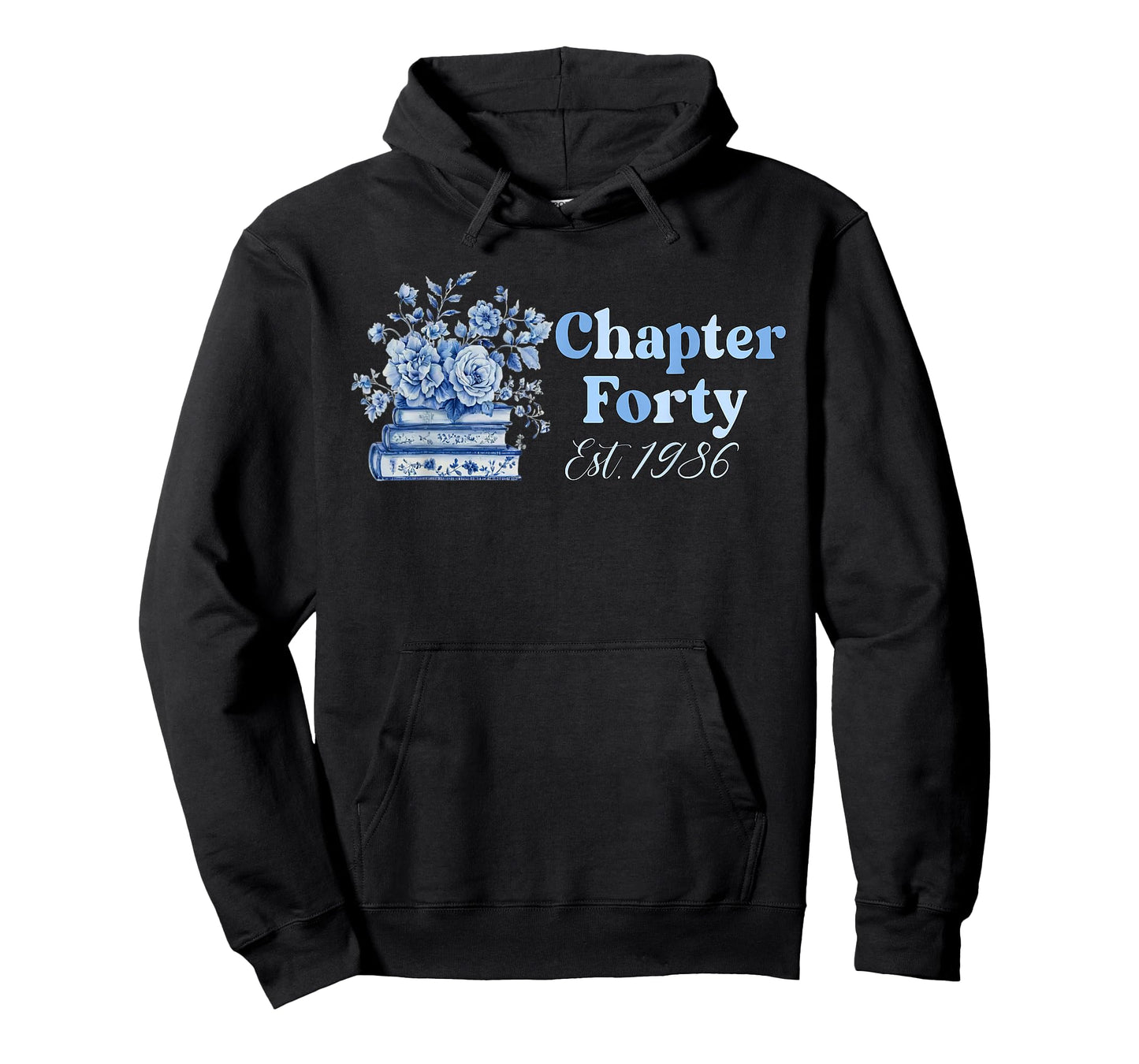 1986 Chapter Forty 40th Birthday Blue Toile Floral Book T-Shirt