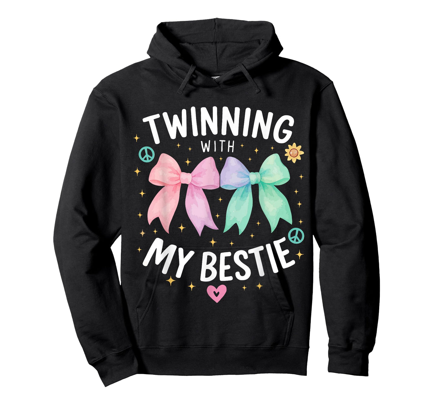 Twinning with My Bestie, Spirit Week Girls Kids Twin Day Bow T-Shirt