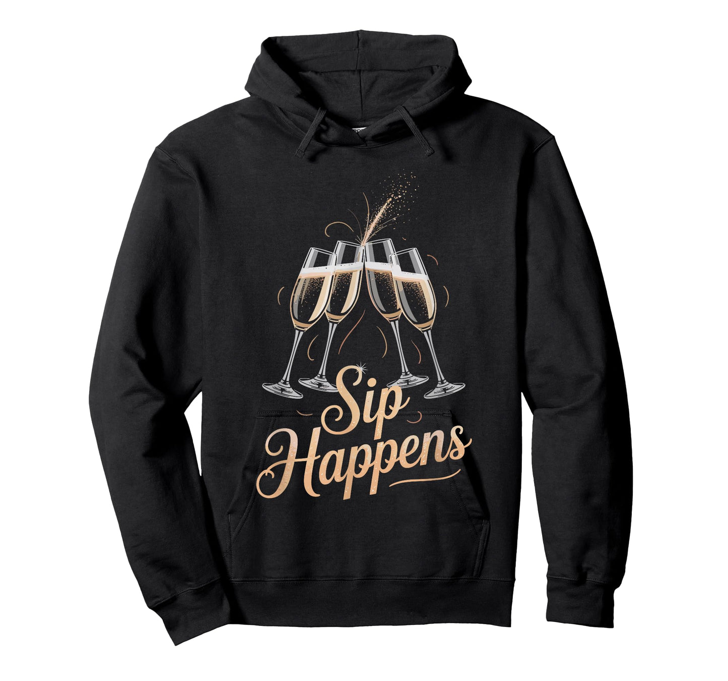 Sip Happens Funny Toast Sparkle Party Design T-Shirt