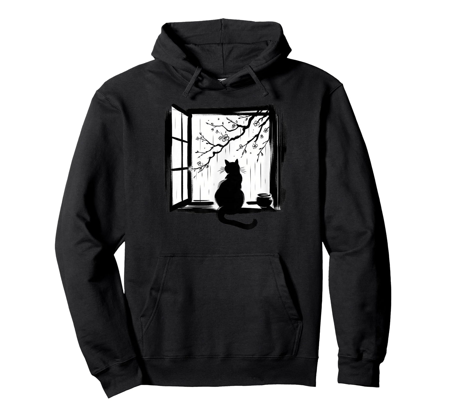 Sumi-e Japanese Art, Cat at Window T-Shirt