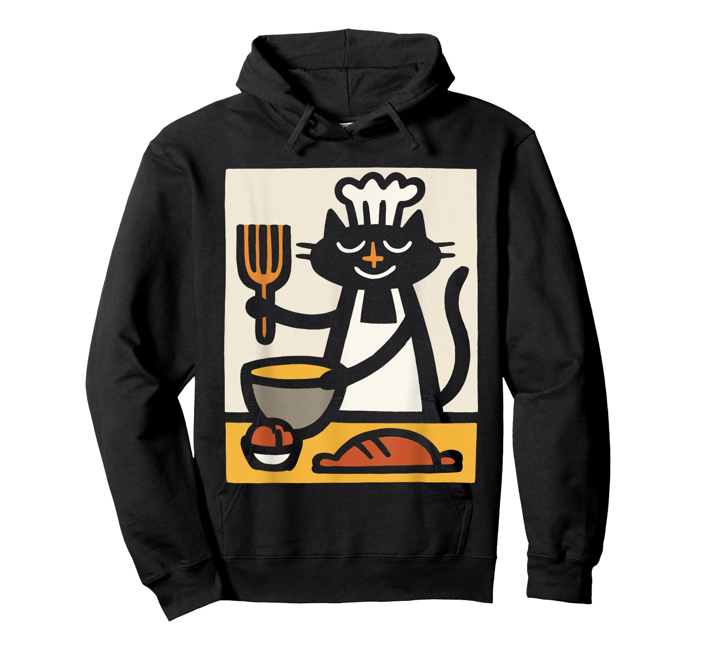 Retro Black Cat Baker Cute Chef Baking Illustration Art T-Shirt