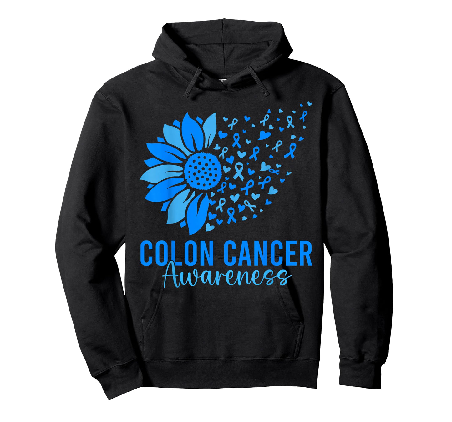 Blue Ribbon Sunflower Colon Cancer Awareness Colorectal T-Shirt