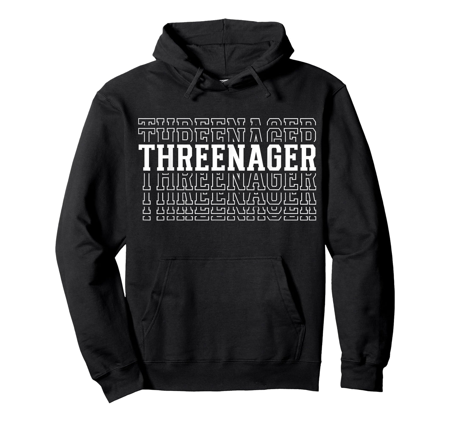 Threenager 3rd Birthday Layered Text 3 Year Old T-Shirt