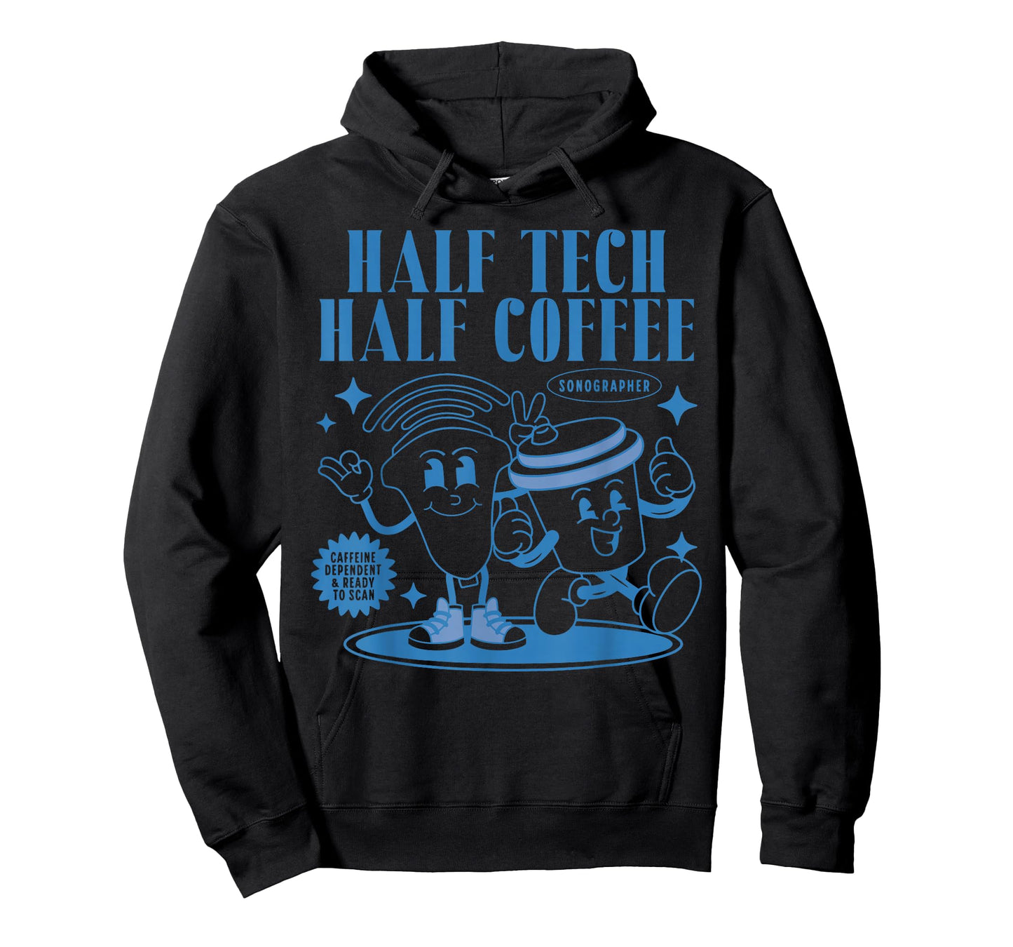 Half Tech Half Coffee Sonography Funny Ultrasound Tech RDMS T-Shirt