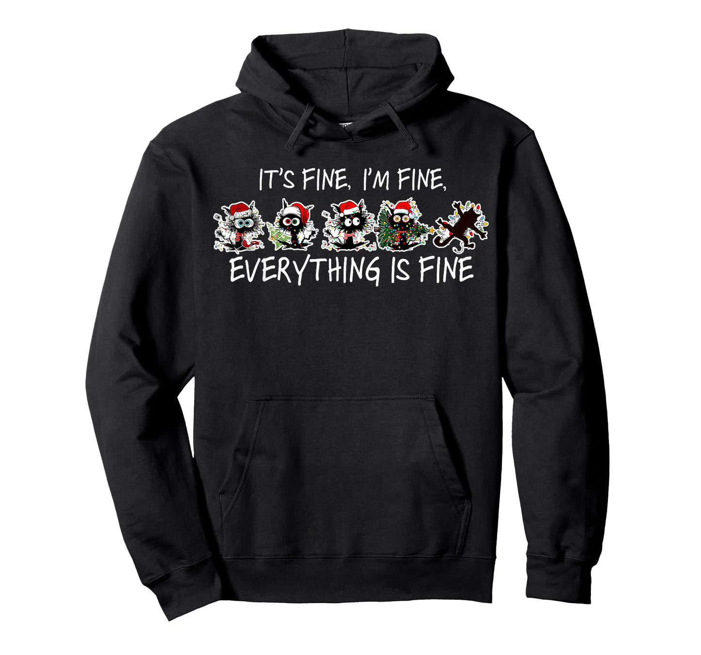 Funny Cat Christmas It’s Fine Everything is Fine Boys Girls T-Shirt