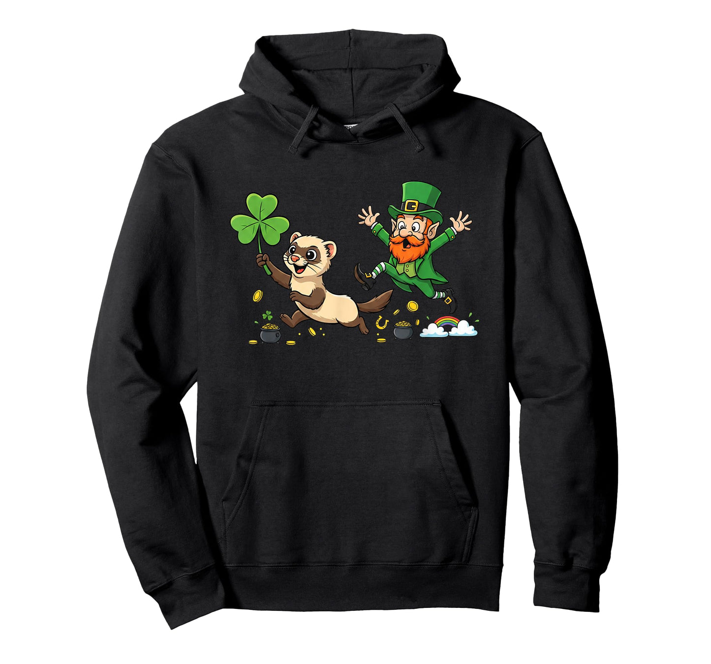 Funny Ferret Clover St Patricks Day Womens Mens Kids T-Shirt