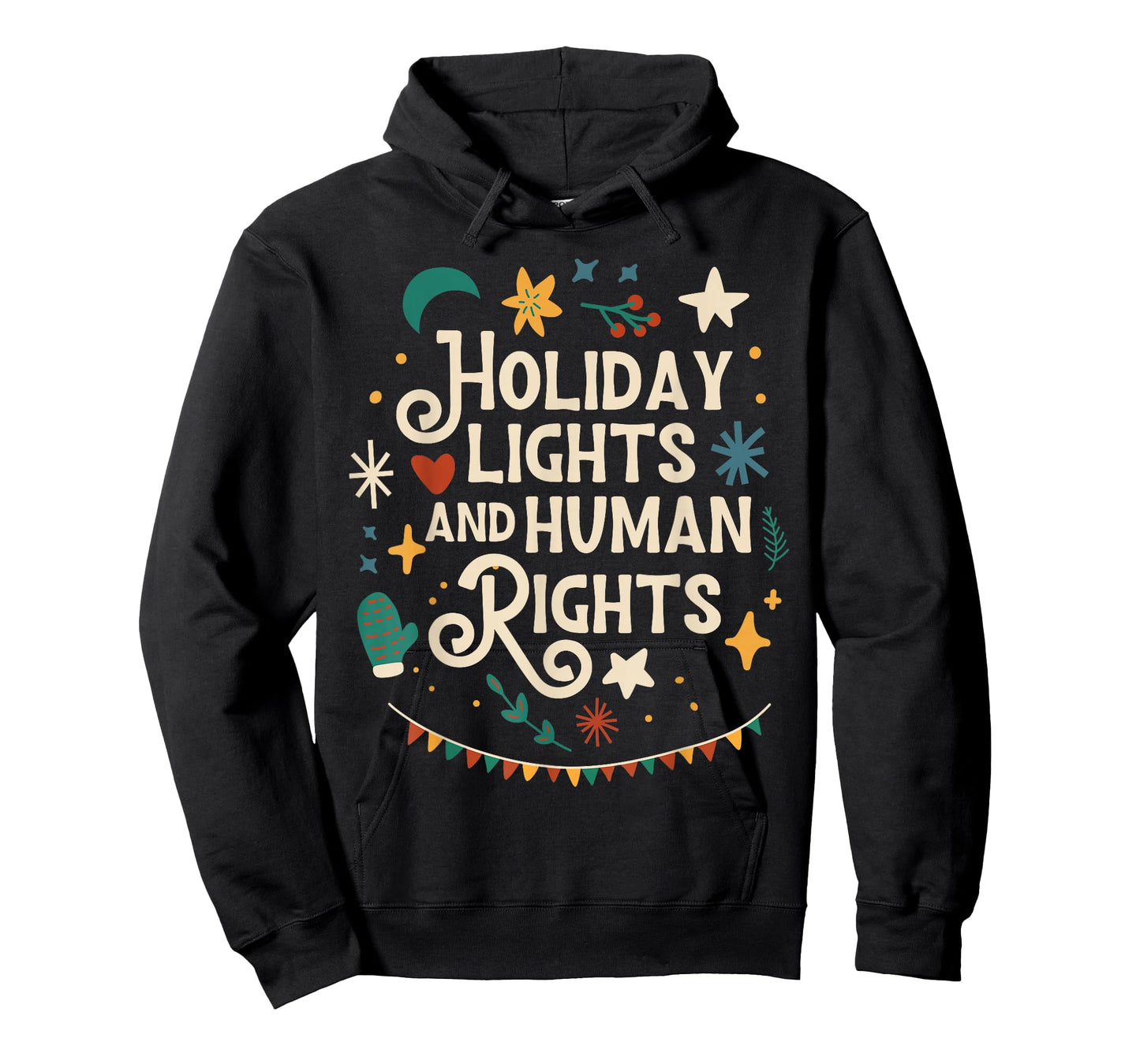 Retro Holiday Lights and Human Rights Supporters Christmas T-Shirt
