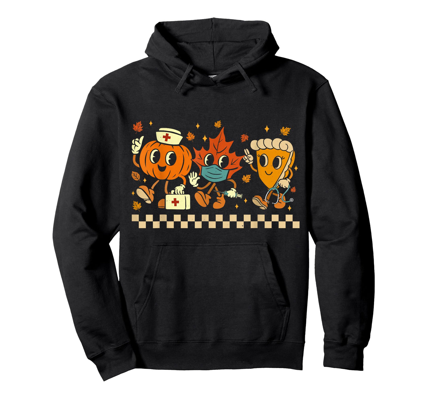 Retro Nurse Thanksgiving Pumpkin Pie Leaves Thankful Nurse T-Shirt