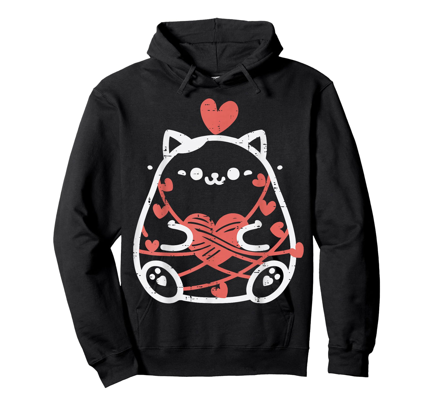 Valentines Day Fat Cat Wrapped String Kitten Women Girl Kids T-Shirt