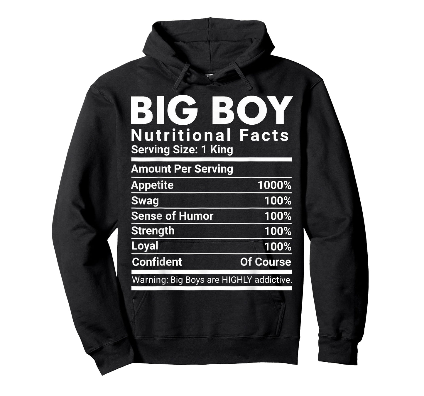 Big Boy Nutritional Facts Swag Confident Men T-Shirt