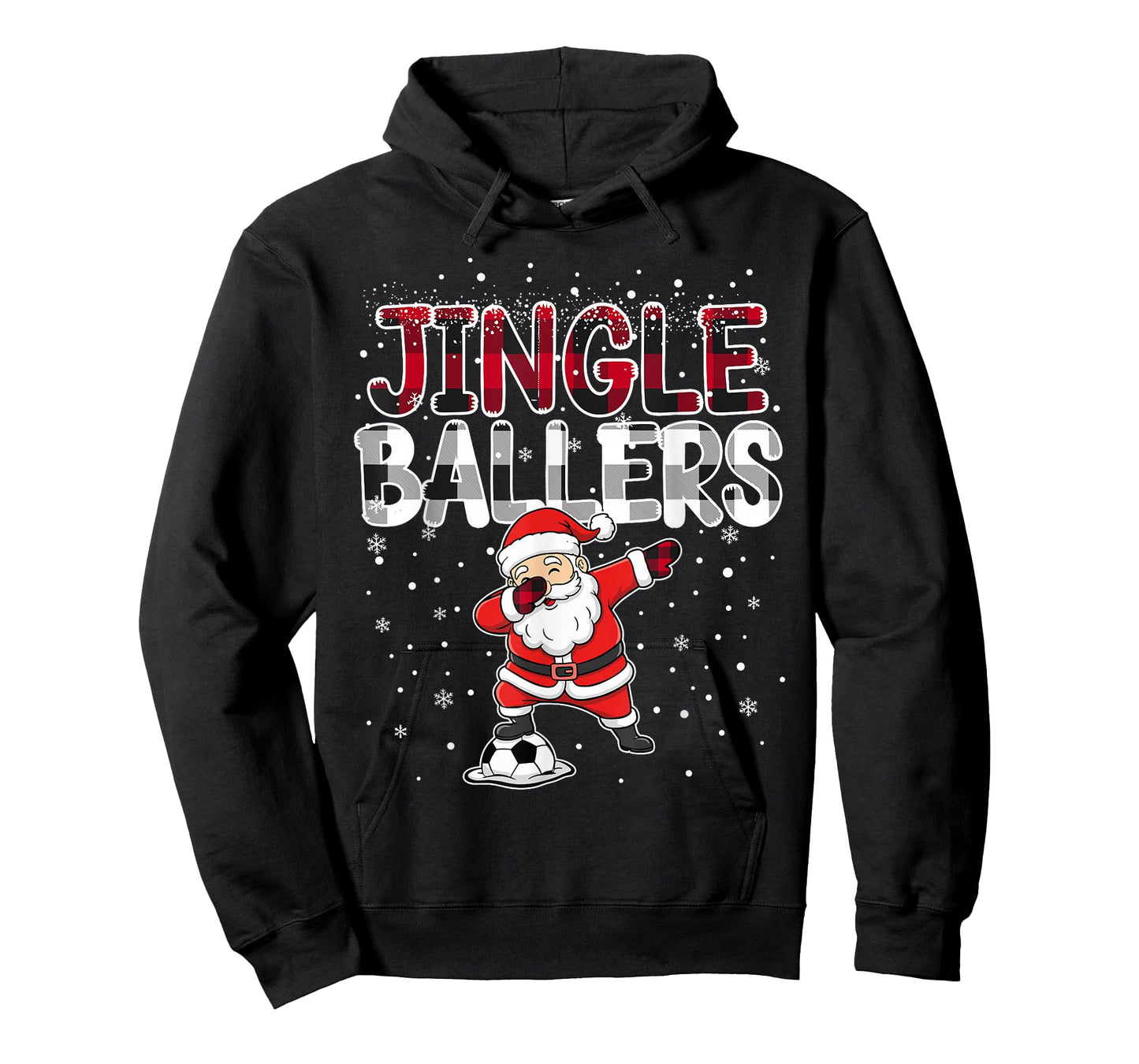 Jingle Ballers Santa Football Christmas Soccer Plaid T-Shirt