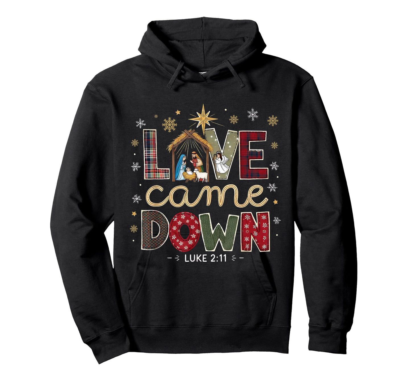 Love Came Down Luke 2:11 Patchwork Christmas Art T-Shirt