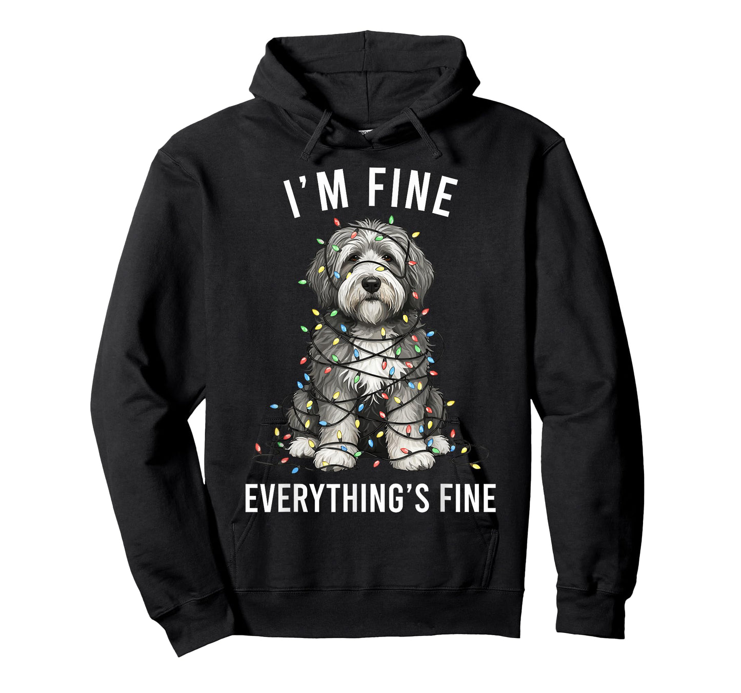 Old English Sheepdog Christmas I'm Fine Everything is Fine T-Shirt