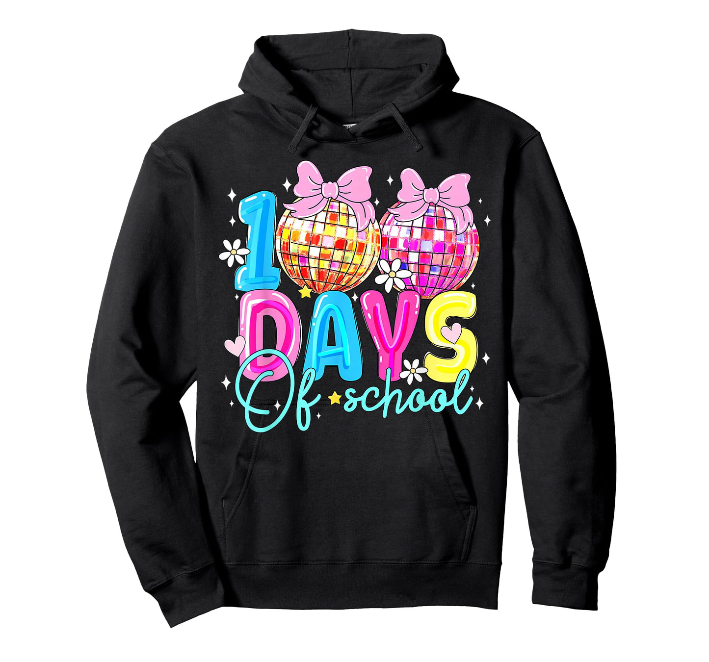 100 Days of School Disco Ball Coquette Bow Girl Kid Teacher T-Shirt