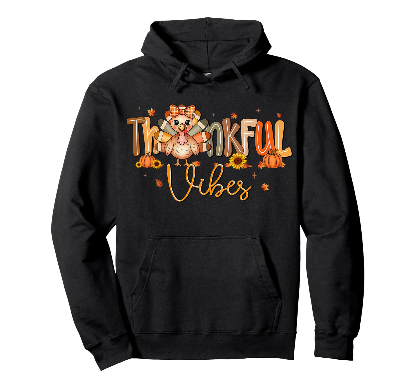 Thankful Vibes Cute Turkey Happy Thanksgiving Women Girls T-Shirt