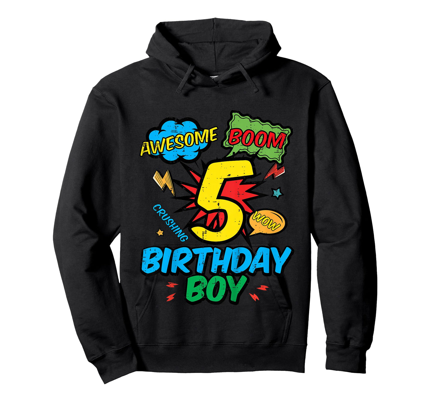 Kids 5 Birthday Boy Comic Cool 5th Bday Superhero Party Boys Kids T-Shirt