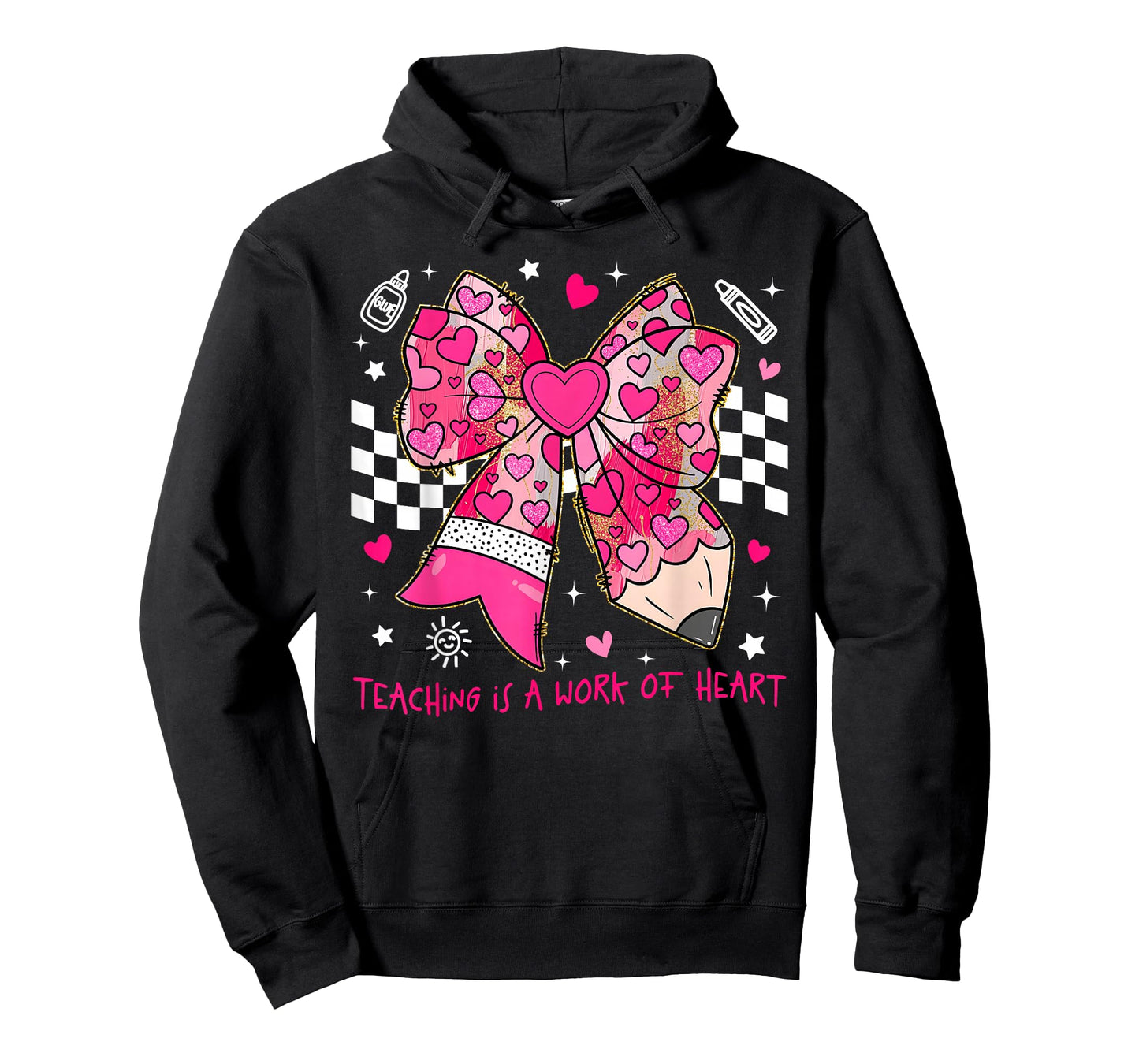 Valentine Teaching is A Work of Heart Pencil Bow Teacher T-Shirt