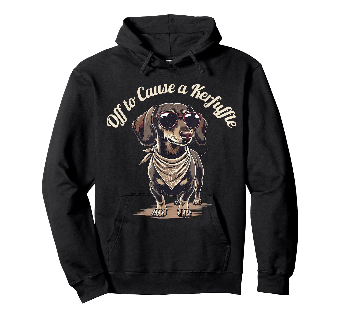 Funny Dachshund Off to Cause A Kerfuffle Retro Wiener Dog T-Shirt