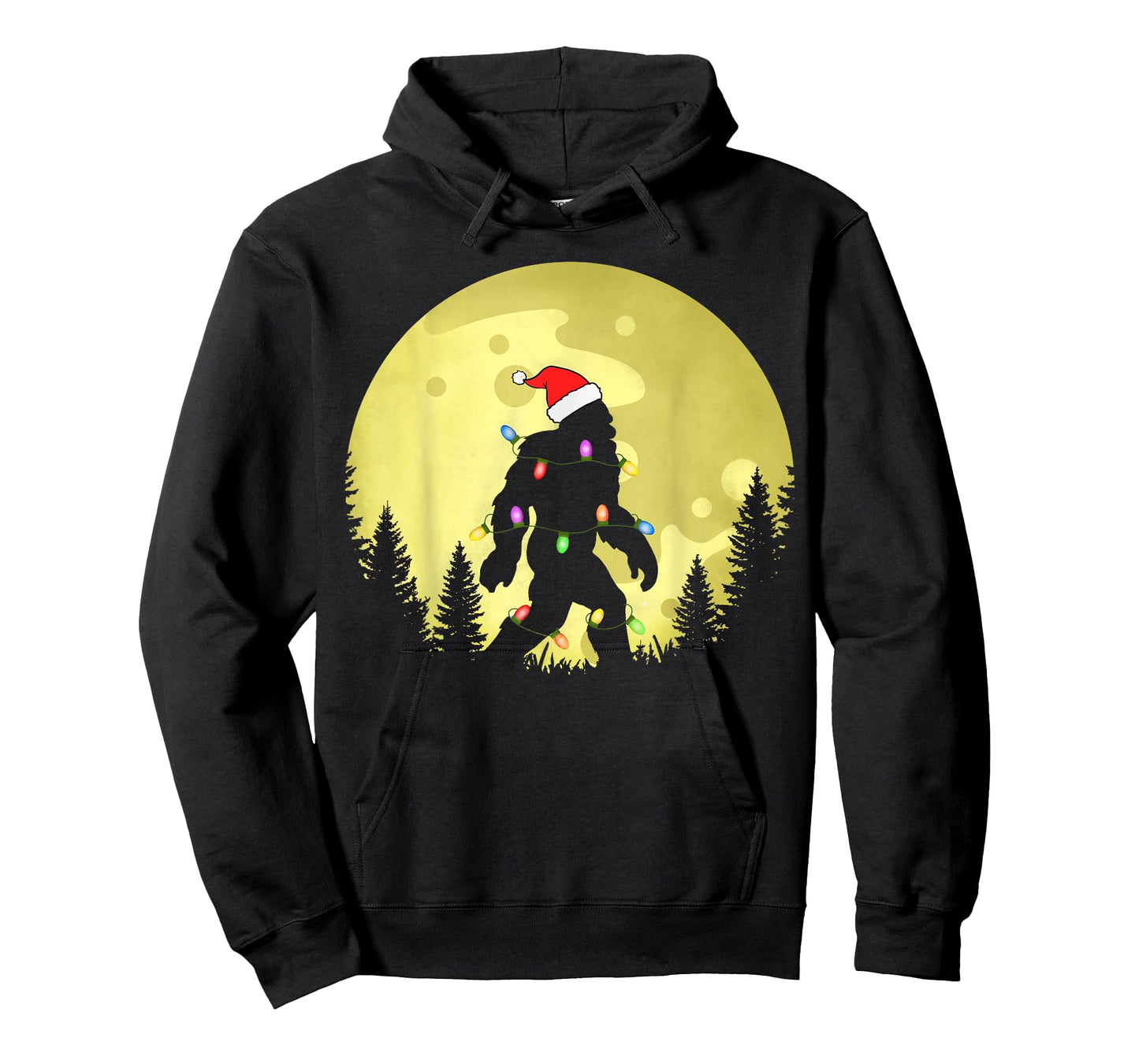 Funny Christmas Bigfoot Santa Hat Moon Sasquatch Mens T-Shirt