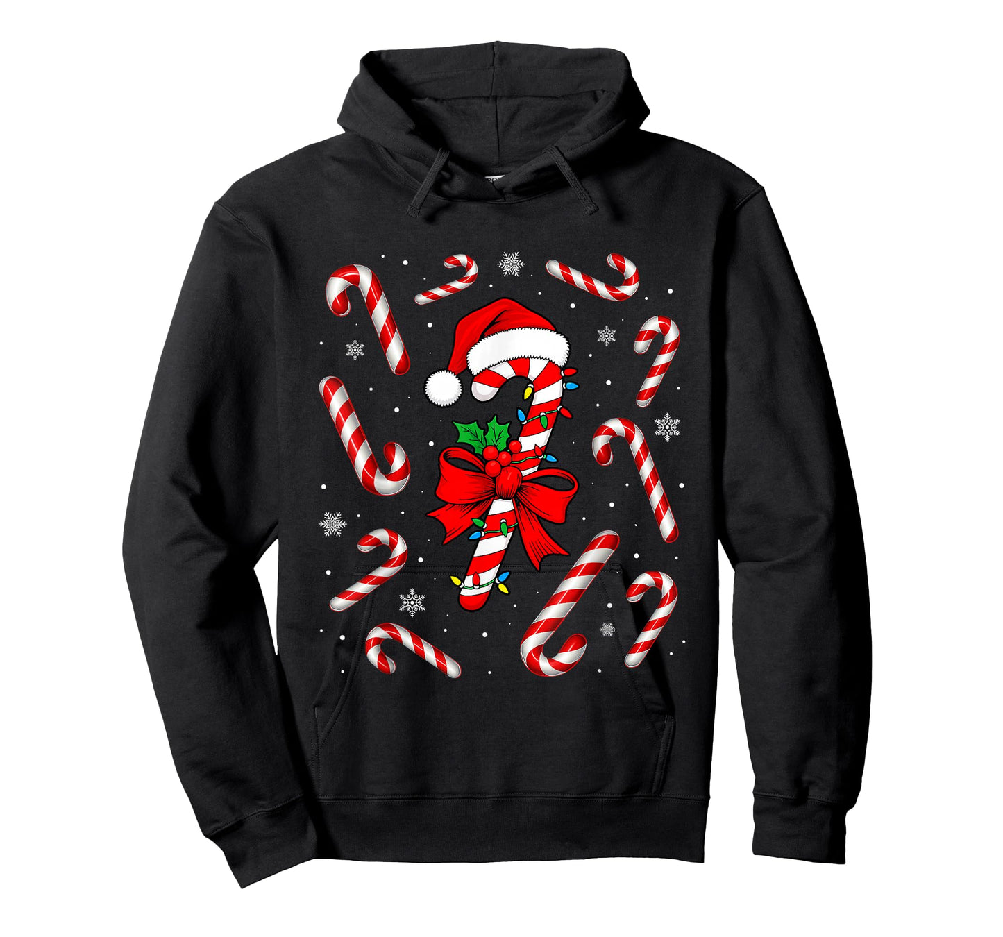 Funny Red and White Candy Cane Xmas Lights Santa Christmas T-Shirt
