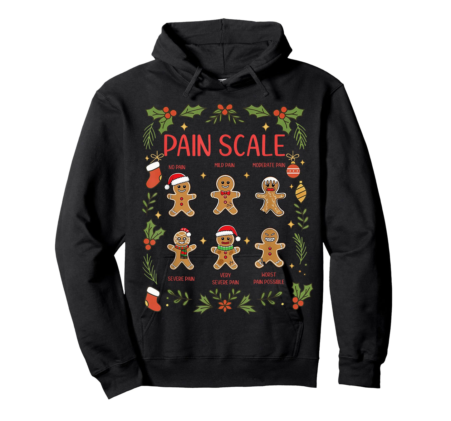 Pain Scale Gingerbread Assessment RN ER Nurse Christmas T-Shirt