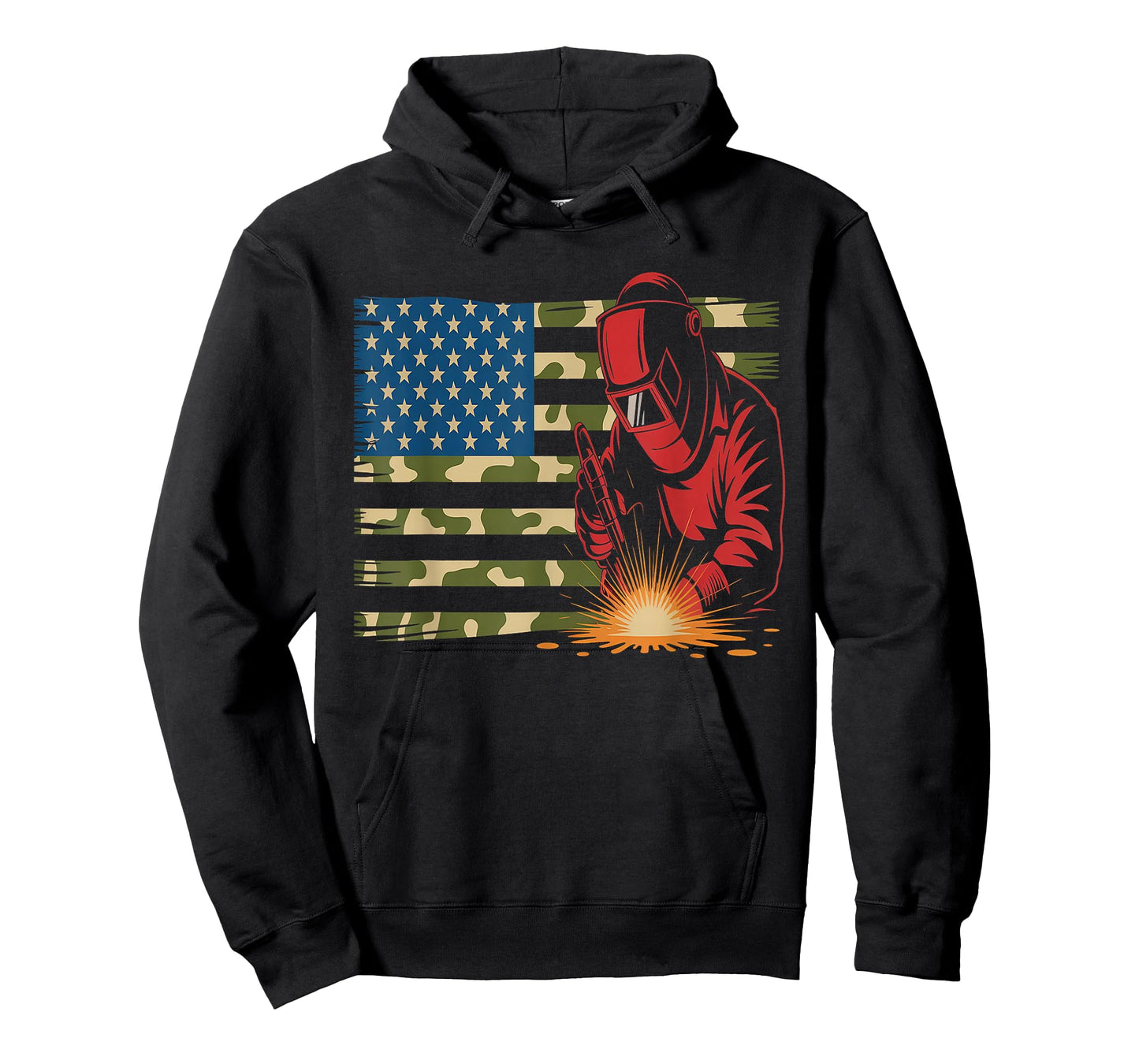 Welder Camo USA Flag T-Shirt - Patriotic Welding T-Shirt