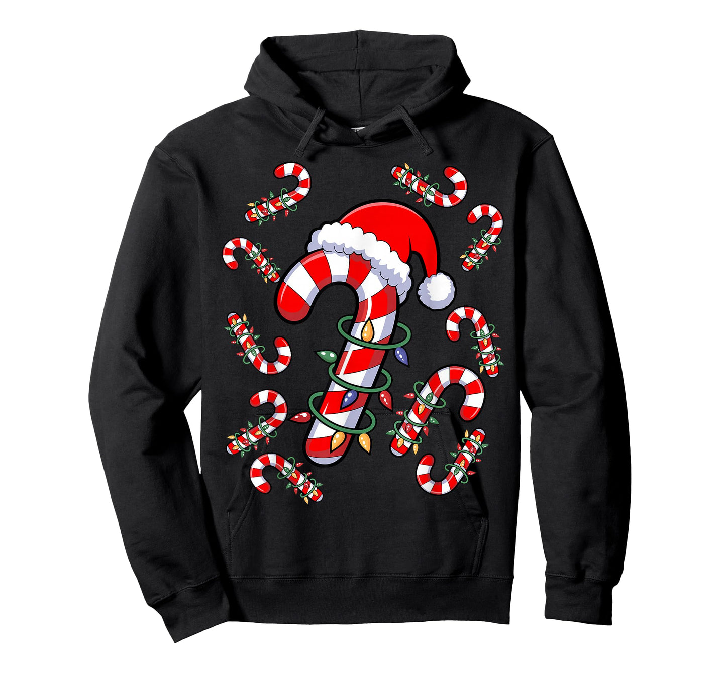 Red and White Candy Cane Santa Christmas Xmas Lights T-Shirt