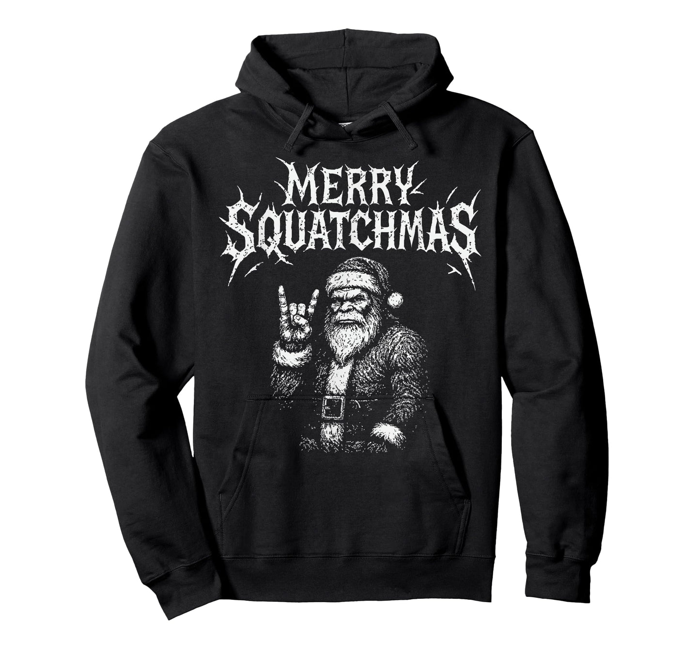 Merry Squatchmas Funny Bigfoot Santa Heavy Metal Christmas T-Shirt