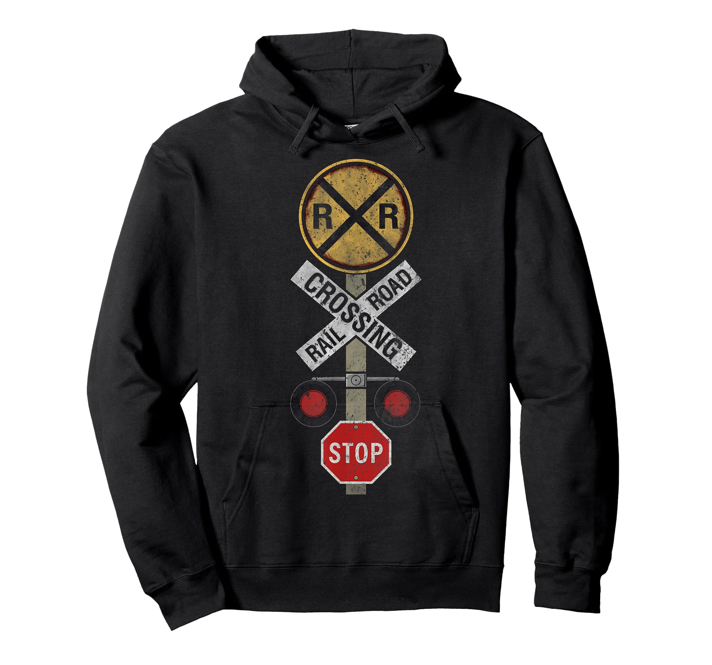 Funny Train Lover Railroad Crossing with Lights Road Sign T-Shirt