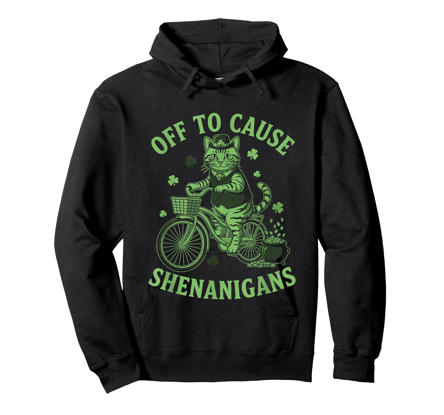 Off to Cause Shenanigans Tabby Cat St Patricks Day T-Shirt
