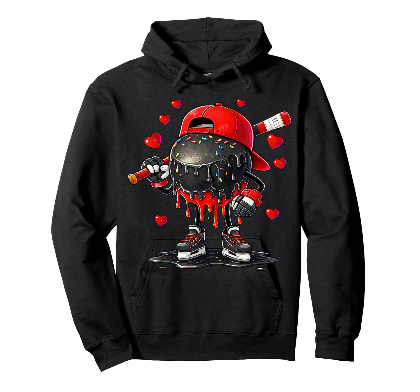 Valentine Hockey Heart Drip Sport Love Valentines Day Boys T-Shirt