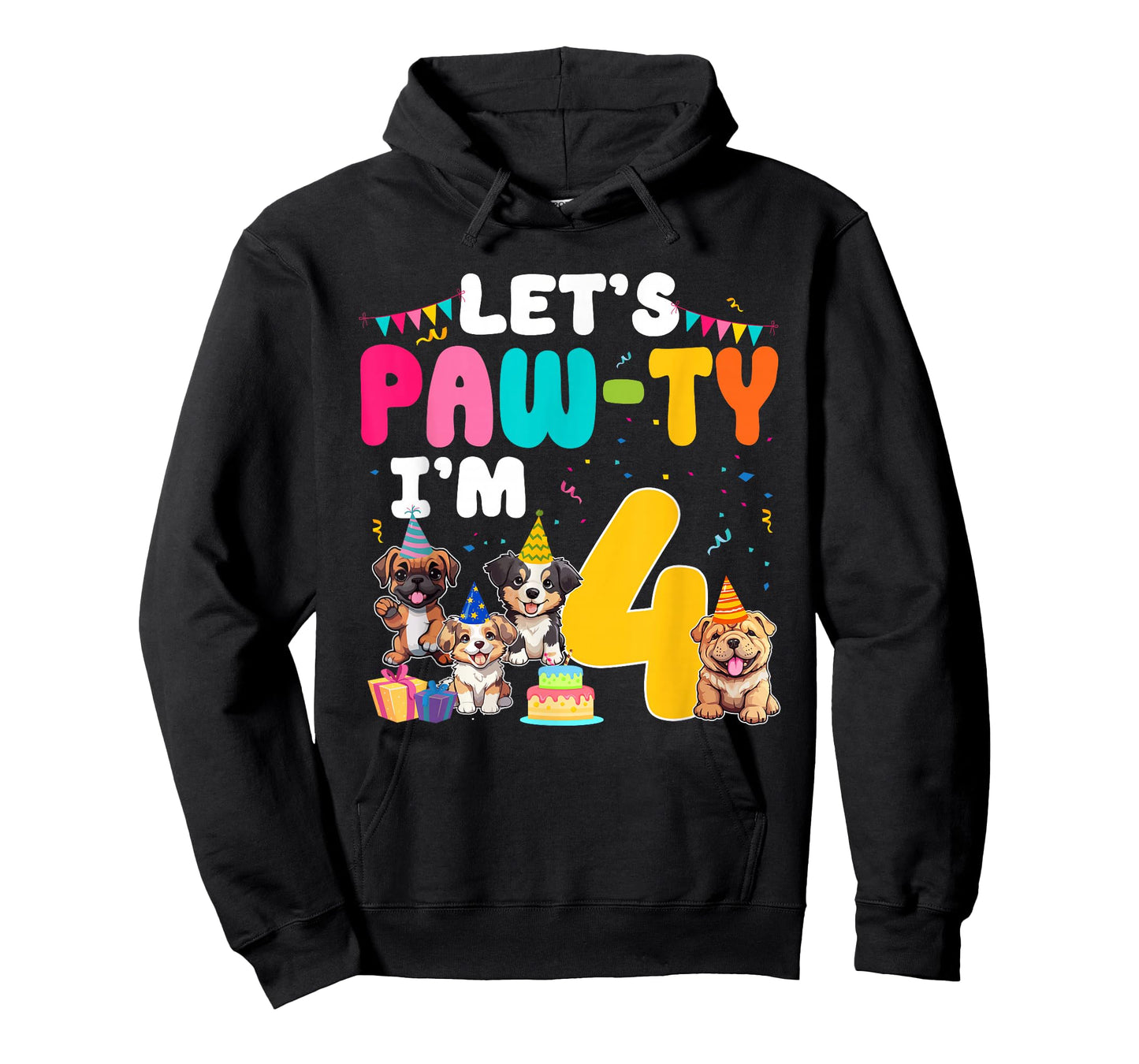 Let's Pawty I'm 4 Year Old Dog Lover 4th Birthday Party T-Shirt