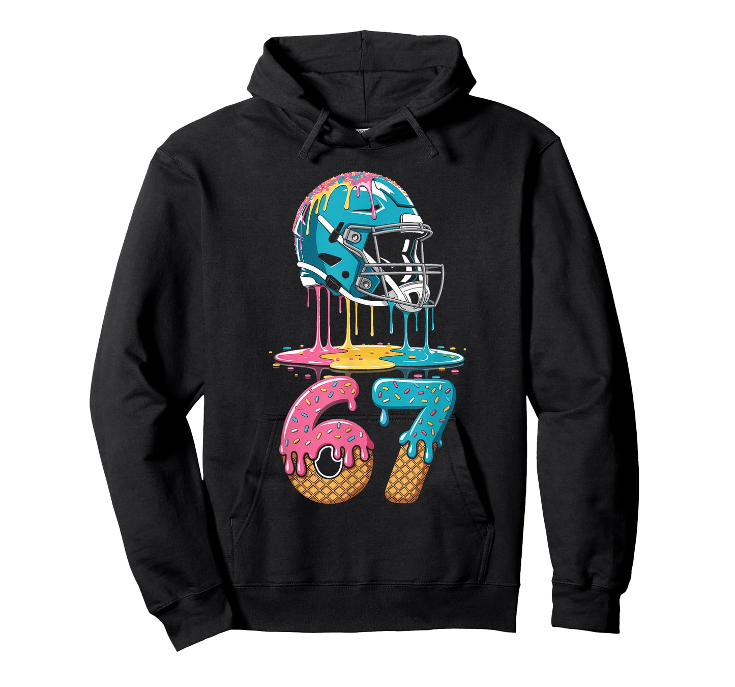 67 Player 67th Birthday Ice Cream American Football Drip 67 T-Shirt