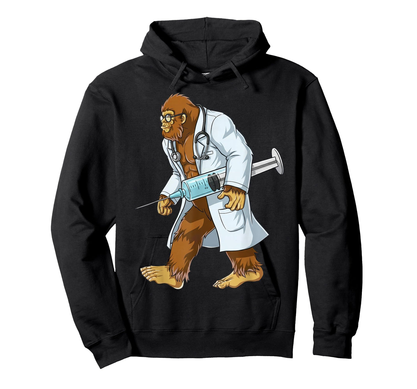 Funny Bigfoot Doctor, Sasquatch Medical Humor Cartoon T-Shirt