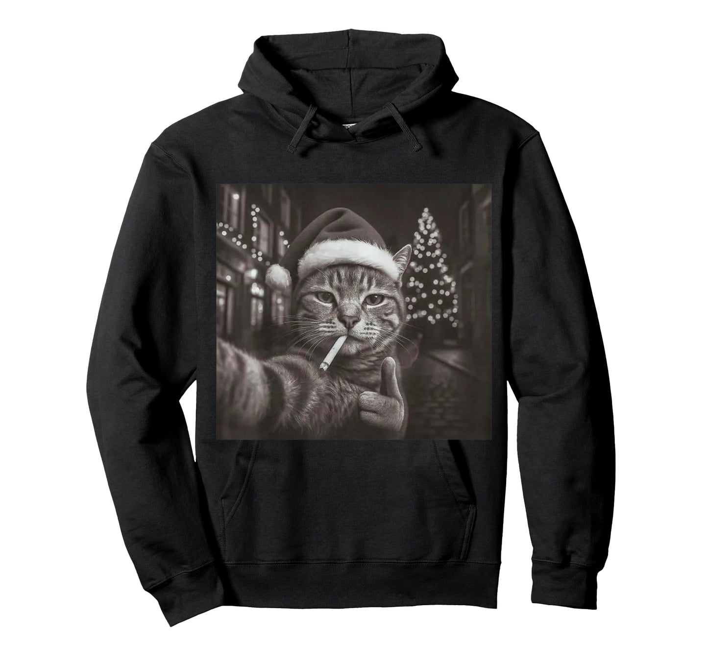 Christmas Smoking Cat Meme Funny Cigarette Cat Animal Lovers T-Shirt
