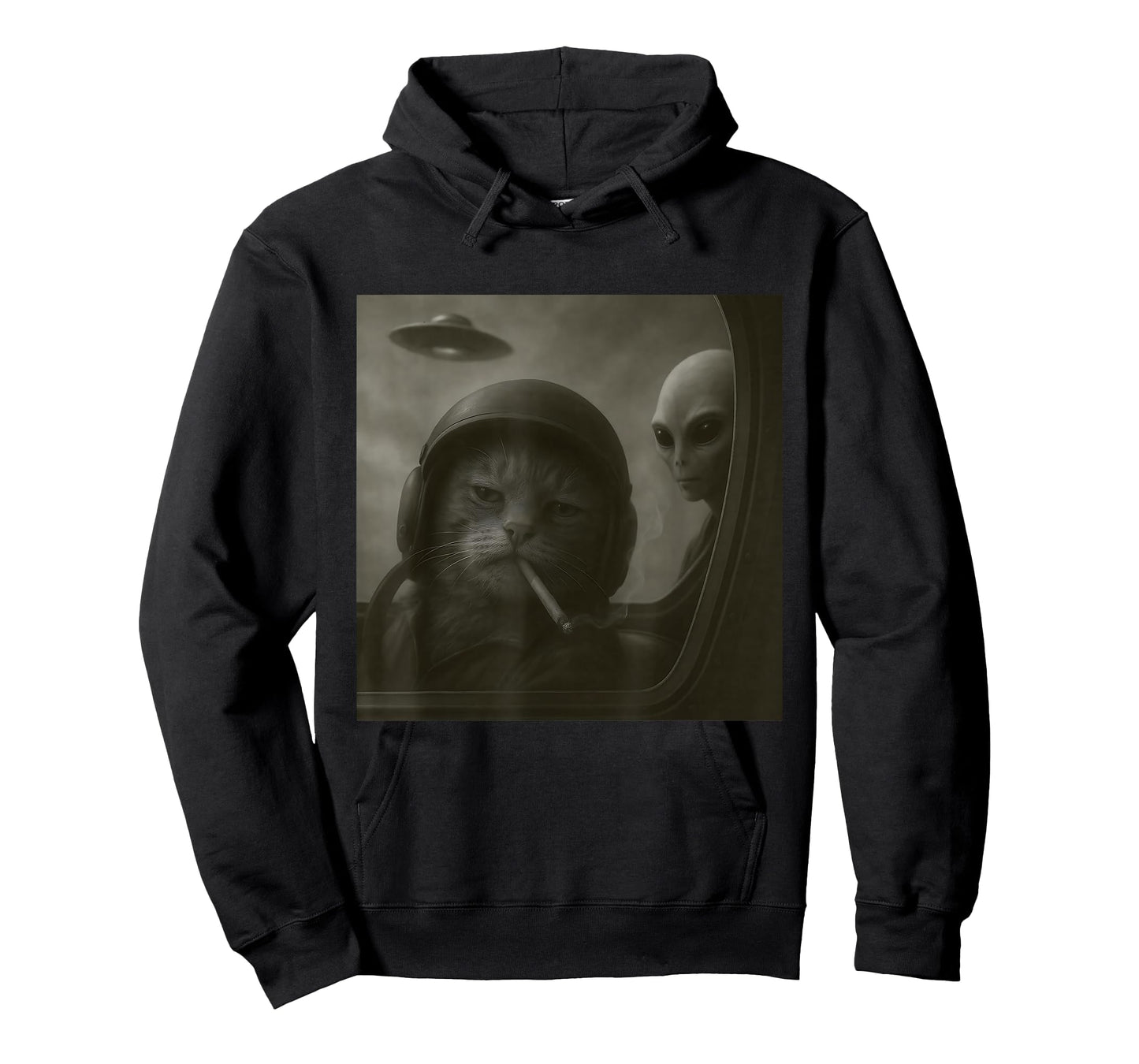 Cat Smoking Cigarette Alien Pilot Funny Meme Cat T-Shirt