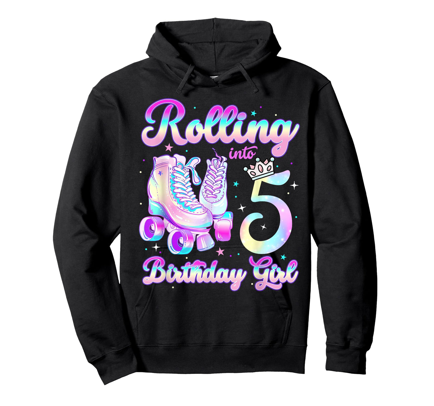 Kids Rolling Into 5 Roller Skating 5th Birthday Girls Party T-Shirt