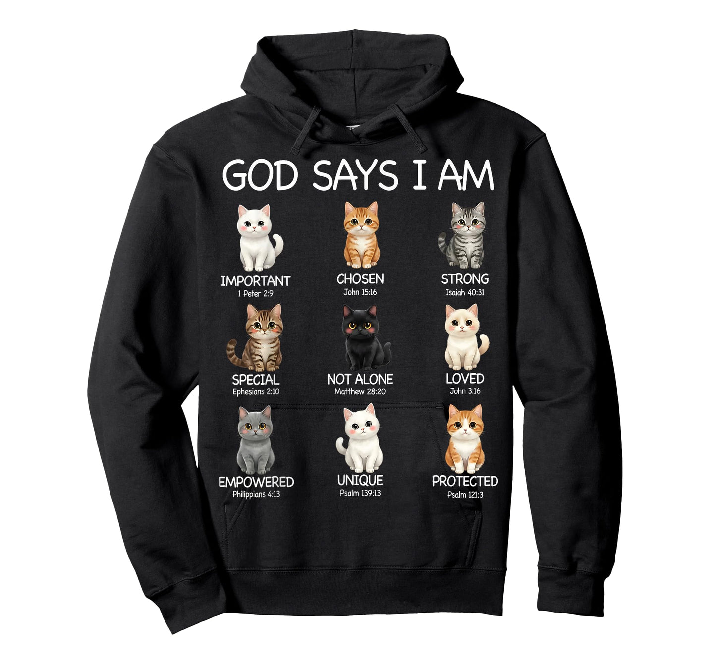 God Says I Am Cat Christian Girls Teens Kids Women Cat Lover T-Shirt