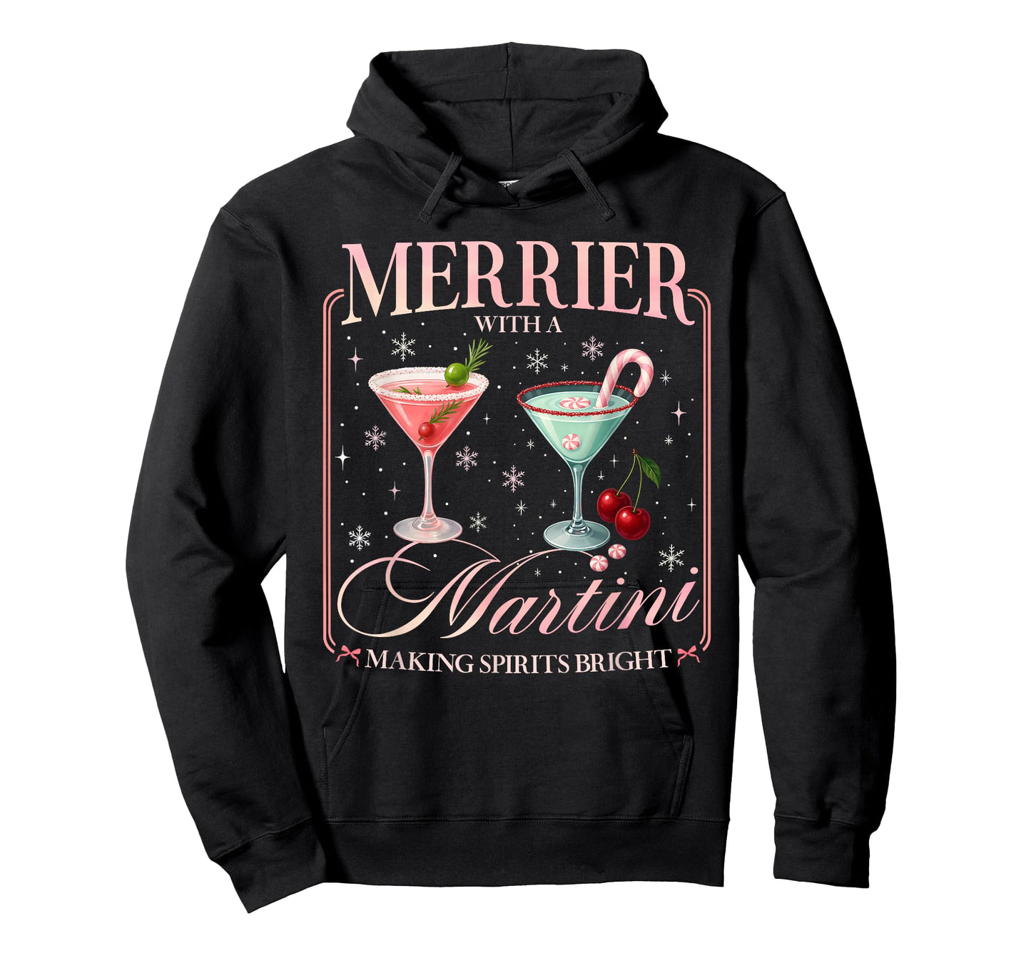 Funny Merrier with A Martini Bachelorette Merry Christmas T-Shirt