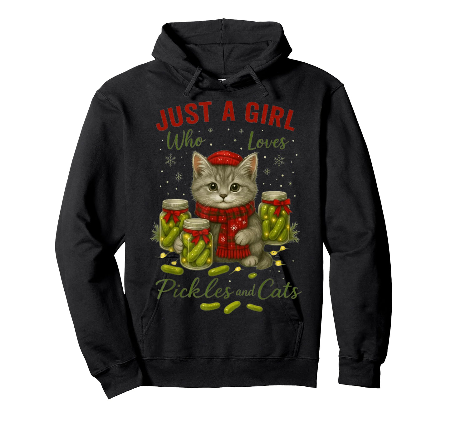 Just a Girl Who Loves Pickles and Cats Christmas T-Shirt