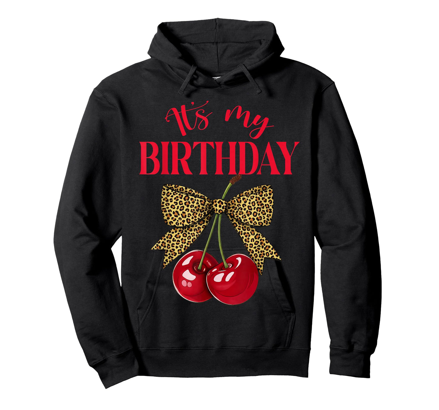It's My Birthday Cute Cherry Leopard Coquette Bow Birthday T-Shirt