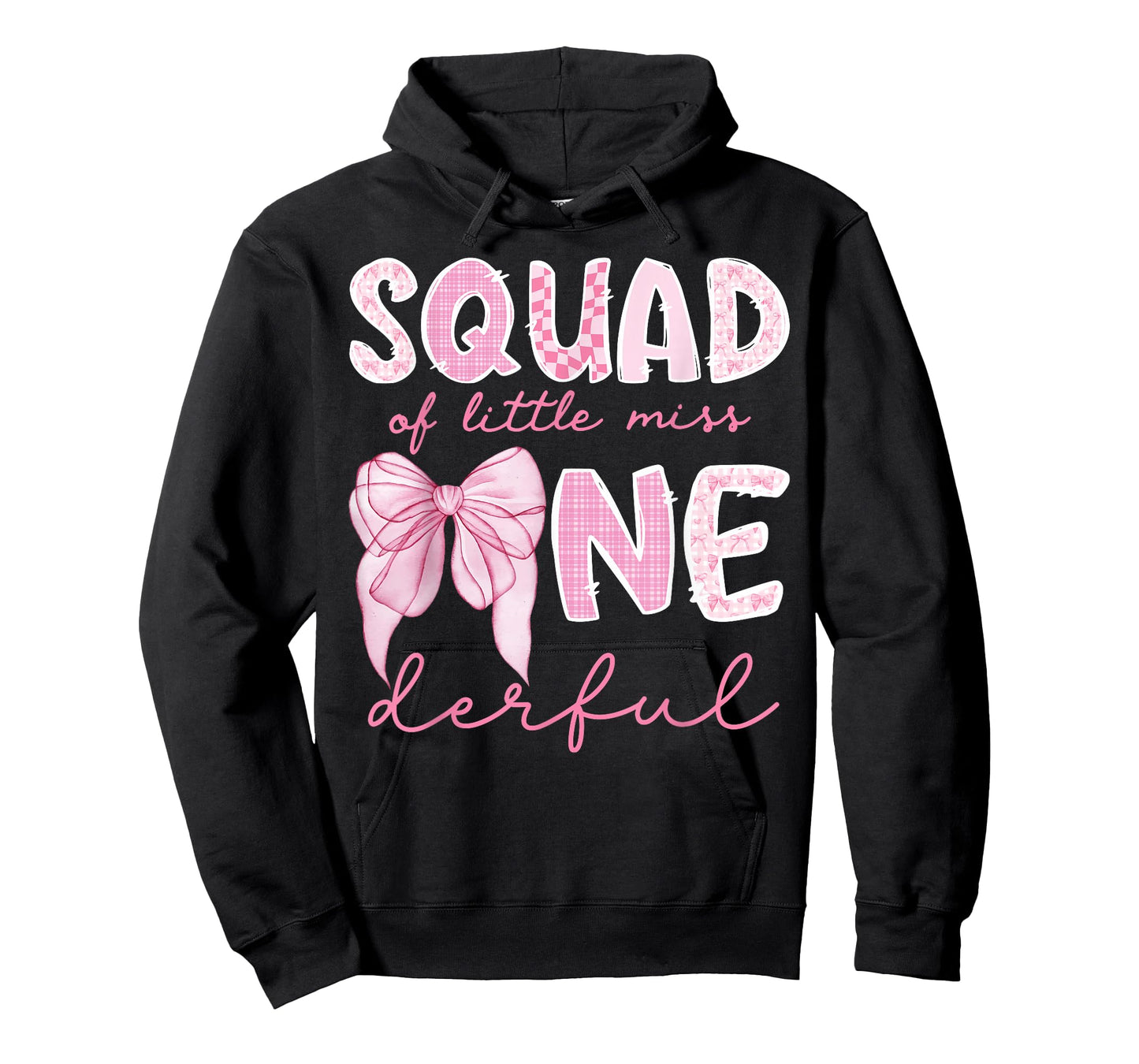Squad of Little Miss Onederful First Birthday Girl Bow T-Shirt