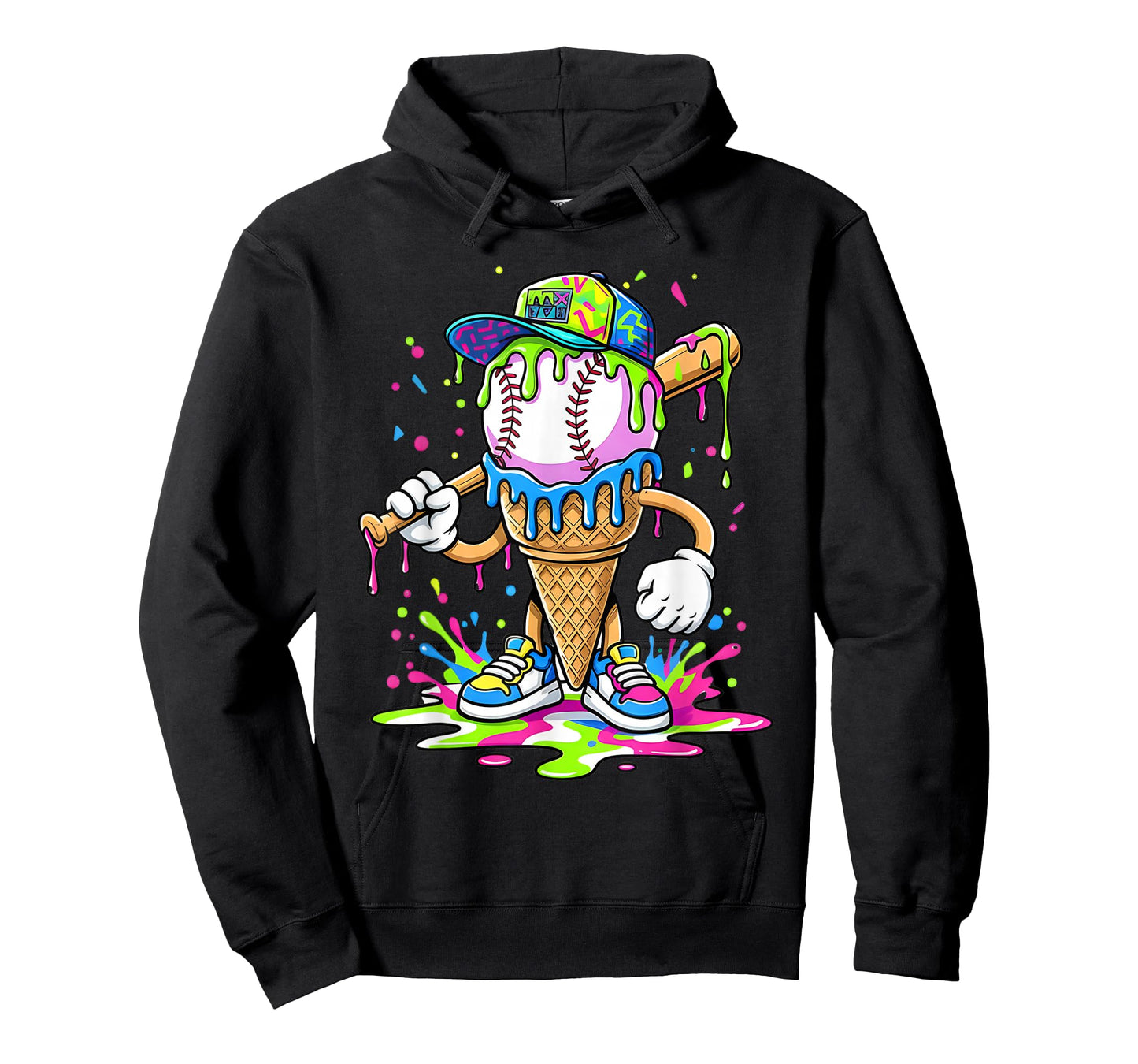 Baseball Drip for Boys Ice Cream Drip Youth Boys Baseball T-Shirt