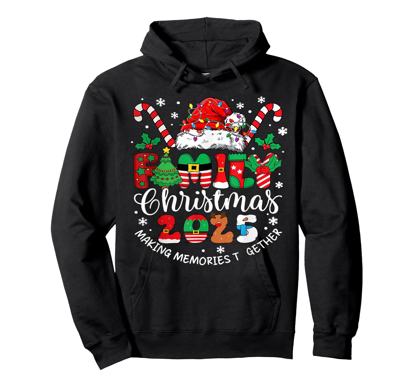 Family Christmas 2025 Matching Santa Hat Xmas Crew Pajamas T-Shirt