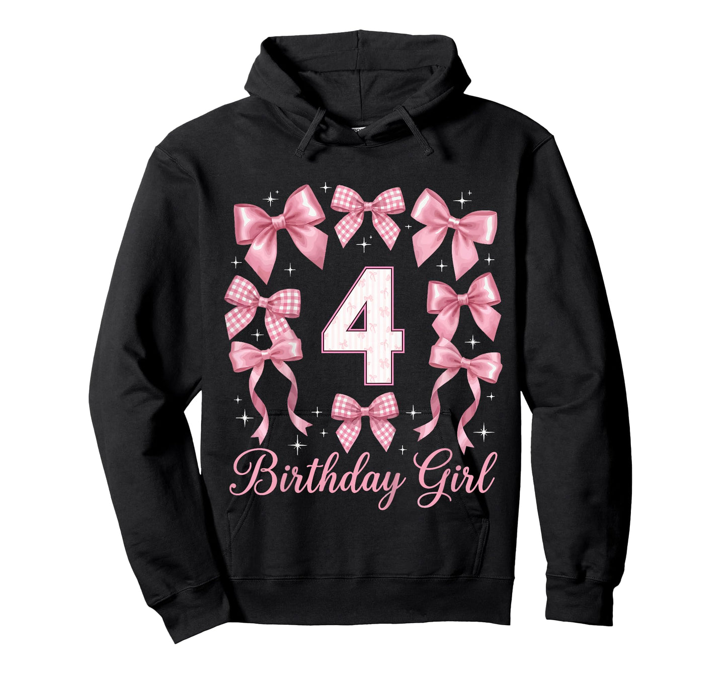 Kids 4th Birthday Shirt Girl Coquette Bow Kids Four 4 Year Old T-Shirt