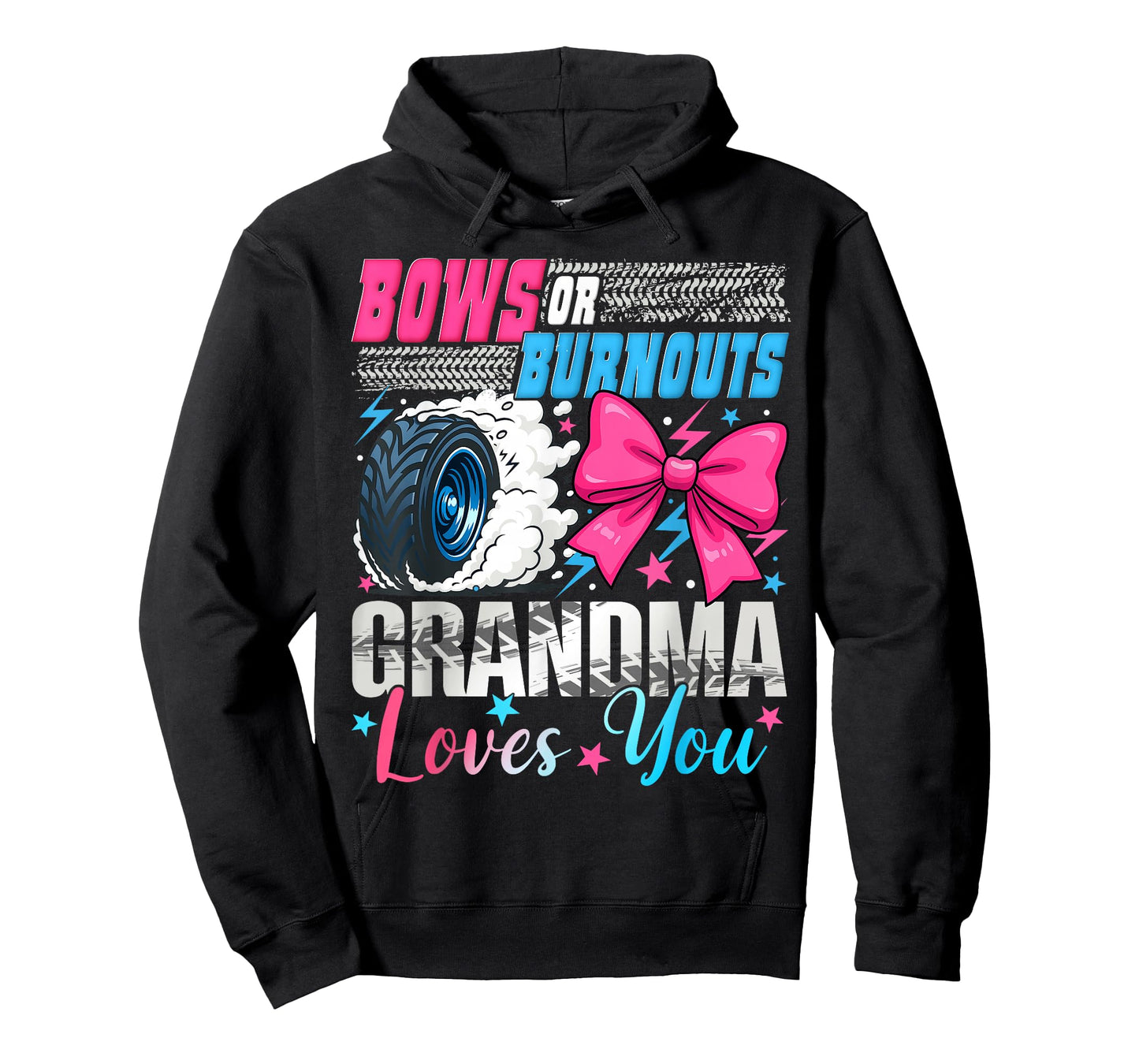 Burnouts or Bows Grandma Loves You Gender Reveal Party T-Shirt