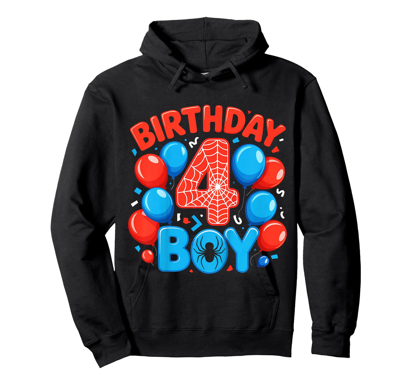 Kids 4th Birthday Spider Web 4 Year Old Boy Party T-Shirt