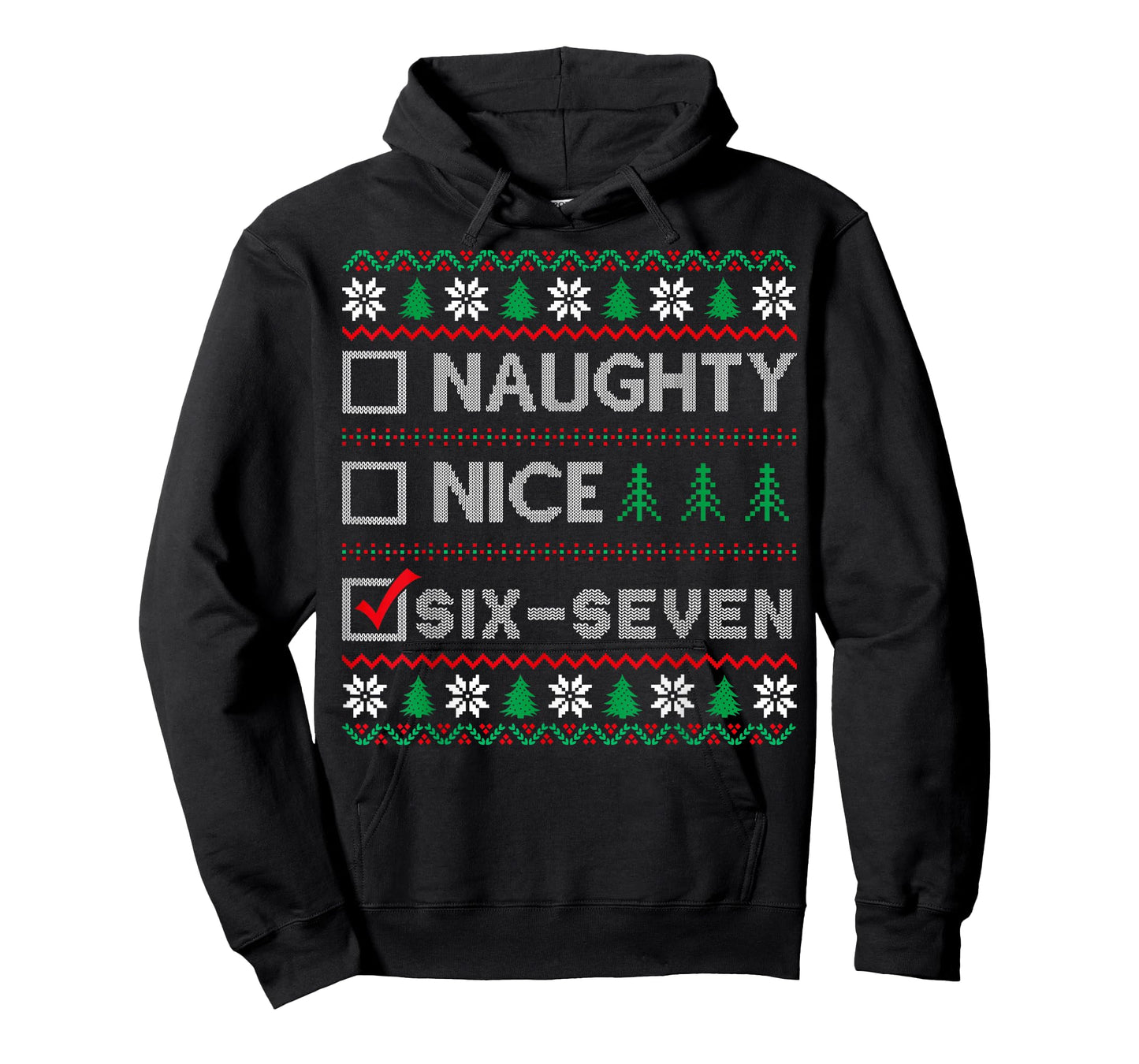 Naughty Nice 6-7 Funny Brainrot Meme Ugly Xmas Six Seven T-Shirt