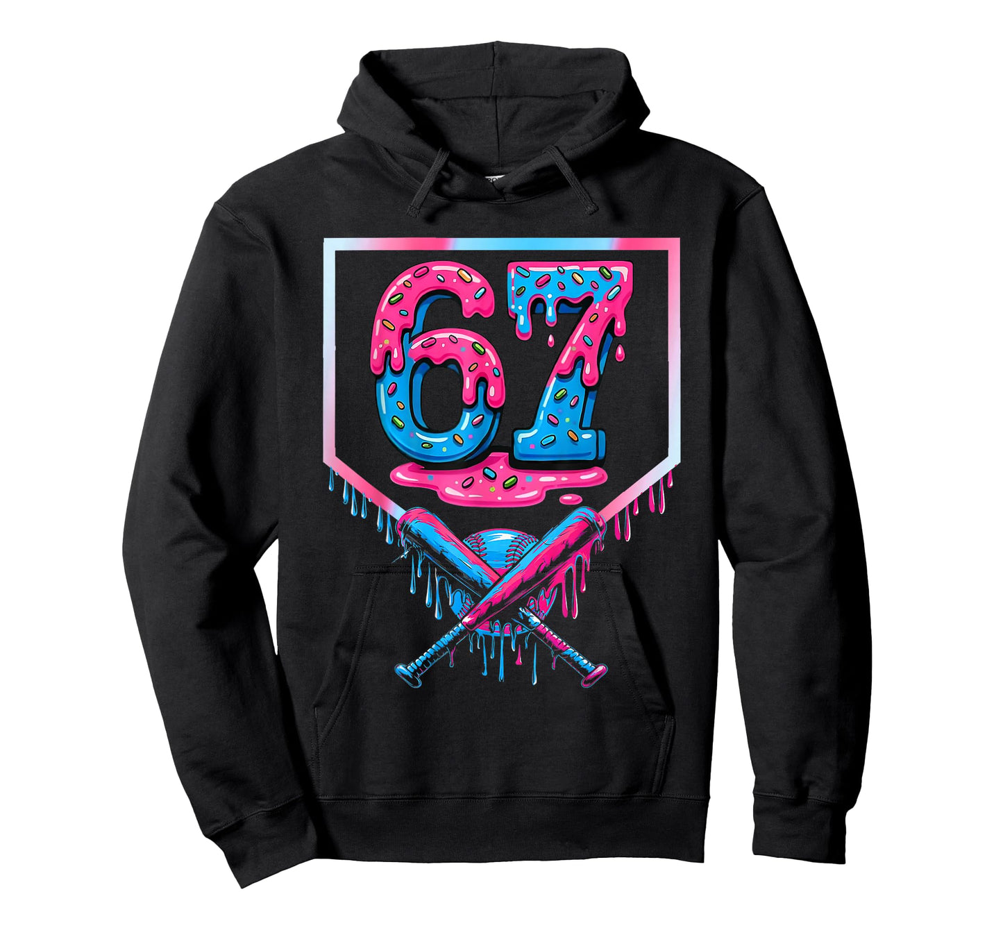 67 Six Seven Baseball Ice Cream Drip Cool Meme 67 Funny T-Shirt