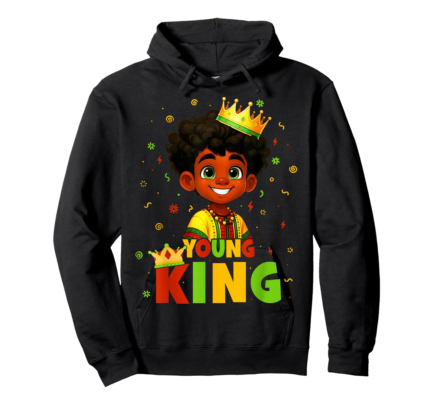 Black History Month Black Young King Afro Hair Kid Boys Men T-Shirt